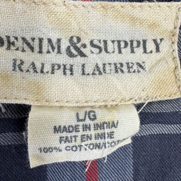 Denim and Supply Ralph Lauren Western Shirt Mens Large L Pearl Snap Lightweight - Picture 2 of 6